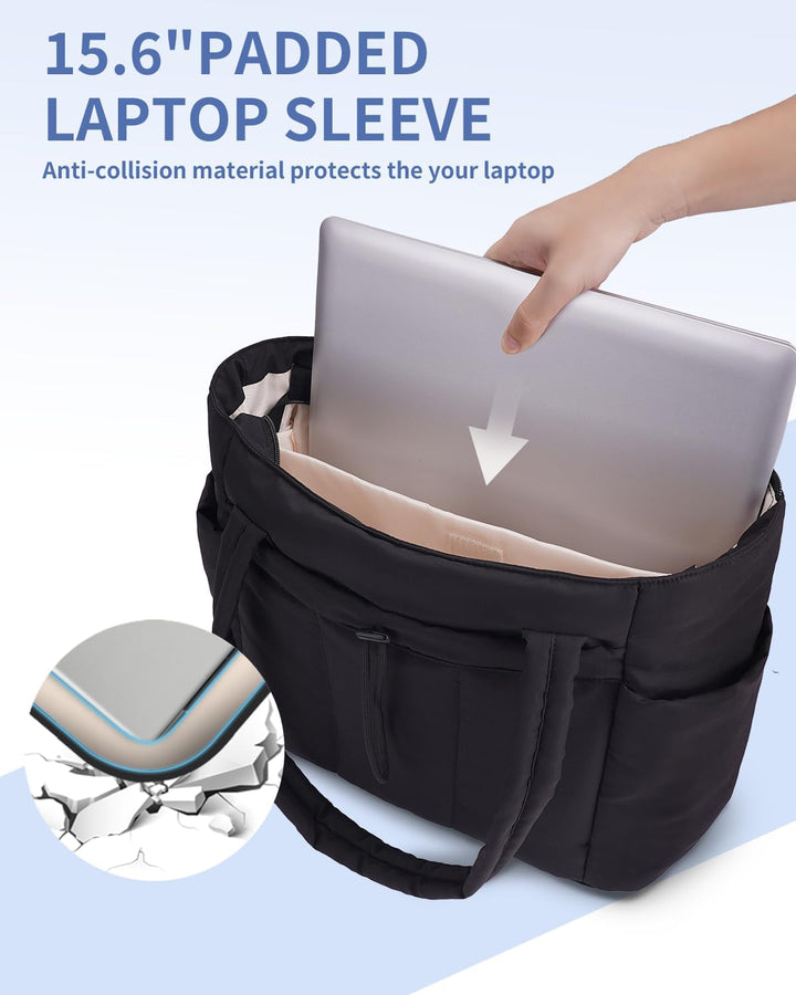 Modische Damenhandtasche, gesteppt, für Arbeit & Freizeit mit Laptopfach.
