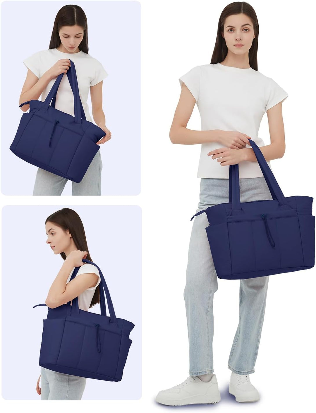 Damen Puffer Tote, perfekt für Reisen mit Laptopfach & Trolley-Strap.