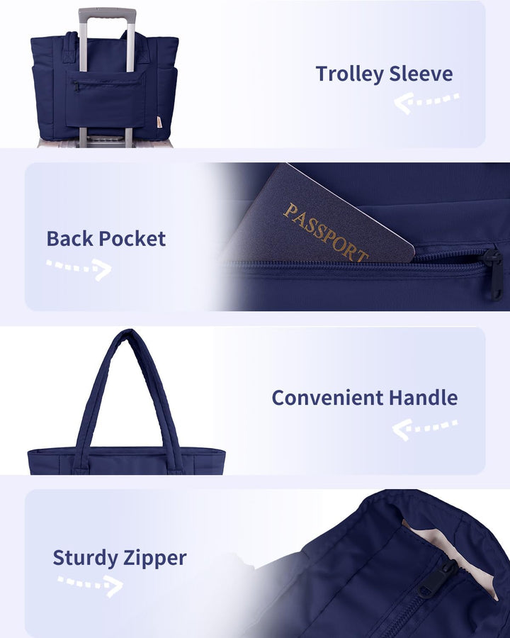 Leichte Puffer Tote Damen, mit sicherem Laptopfach für unterwegs.