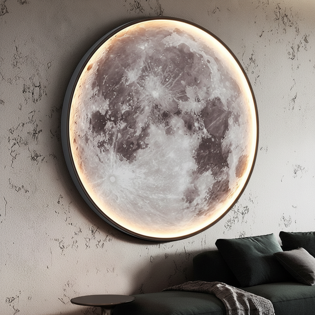 Realistische LED-Mondlampe als Wanddeko schafft gemütliches Ambiente und einzigartiges Lichtdesign.