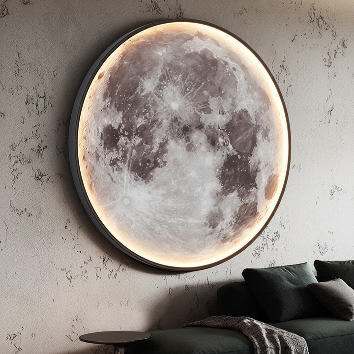 Realistische LED-Mondlampe als Wanddeko schafft gemütliches Ambiente und einzigartiges Lichtdesign.
