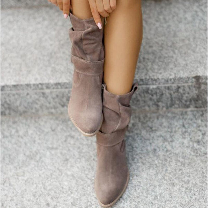 Damen Stiefeletten mit Reißverschluss. Rutschfeste Sohle. Warme, elegante Herbst-/Winterschuhe.