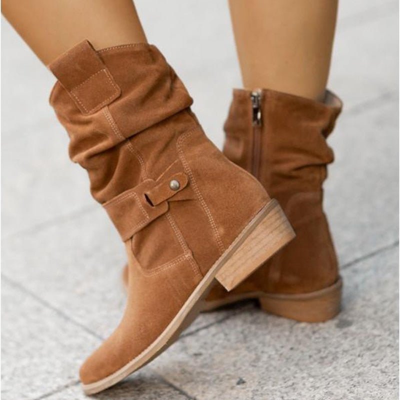 Elegante warme Damen Stiefeletten, bequem & modisch. Rutschfeste Herbst- & Winterschuhe mit Reißverschluss.