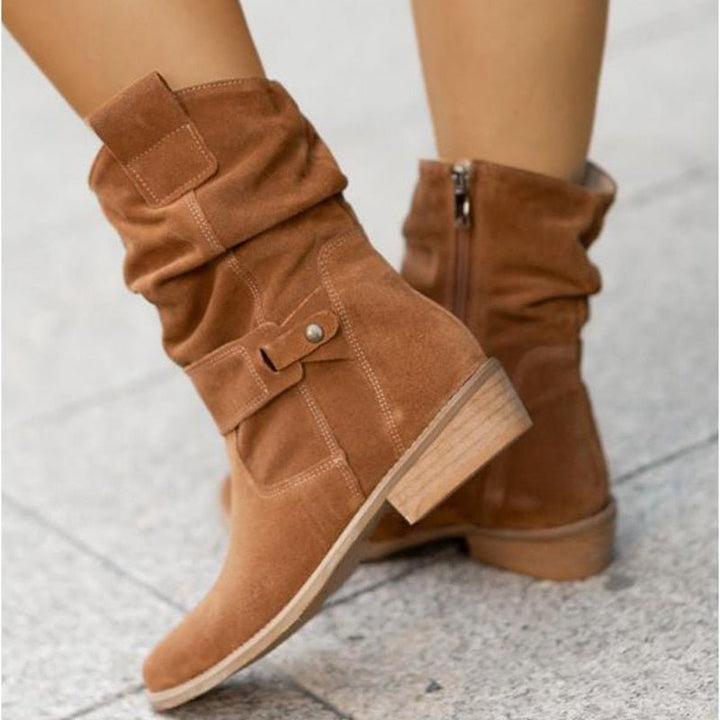 Elegante warme Damen Stiefeletten, bequem & modisch. Rutschfeste Herbst- & Winterschuhe mit Reißverschluss.