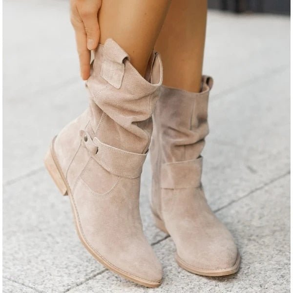 Gelbbraune Damen Stiefeletten. Warme, modische Herbst-/Winterschuhe mit Reißverschluss. Elegant & bequem.