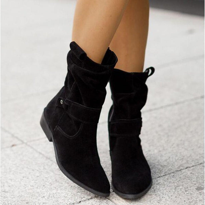 Elegante warme Damen Stiefeletten für Herbst & Winter. Bequeme, modische Freizeitschuhe mit Reißverschluss.