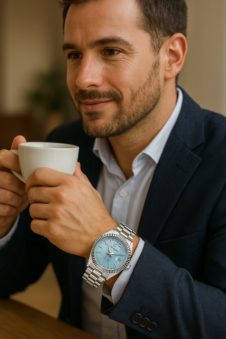 Hochwertige Herren Armbanduhr, elegant, mit Kalenderfunktion, eine ideale Geschenkidee.