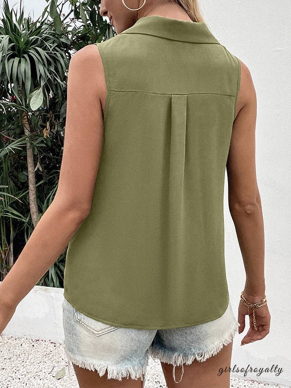 Ärmelloses Damen V-Ausschnitt Oberteil mit lockerer Passform, elegant für Sommer und Freizeit.