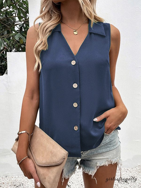 Bequemes Damen V-Ausschnitt Westentop, lockere Passform und ärmellos, perfekt für warme Tage.