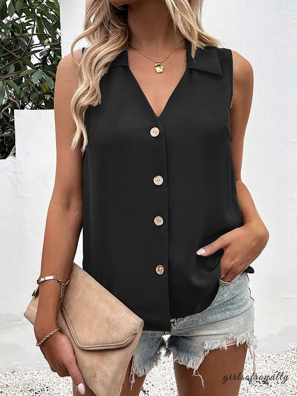 Modisches Damen Westentop mit V-Ausschnitt und Knopfleiste, lockere Passform für den Sommer.