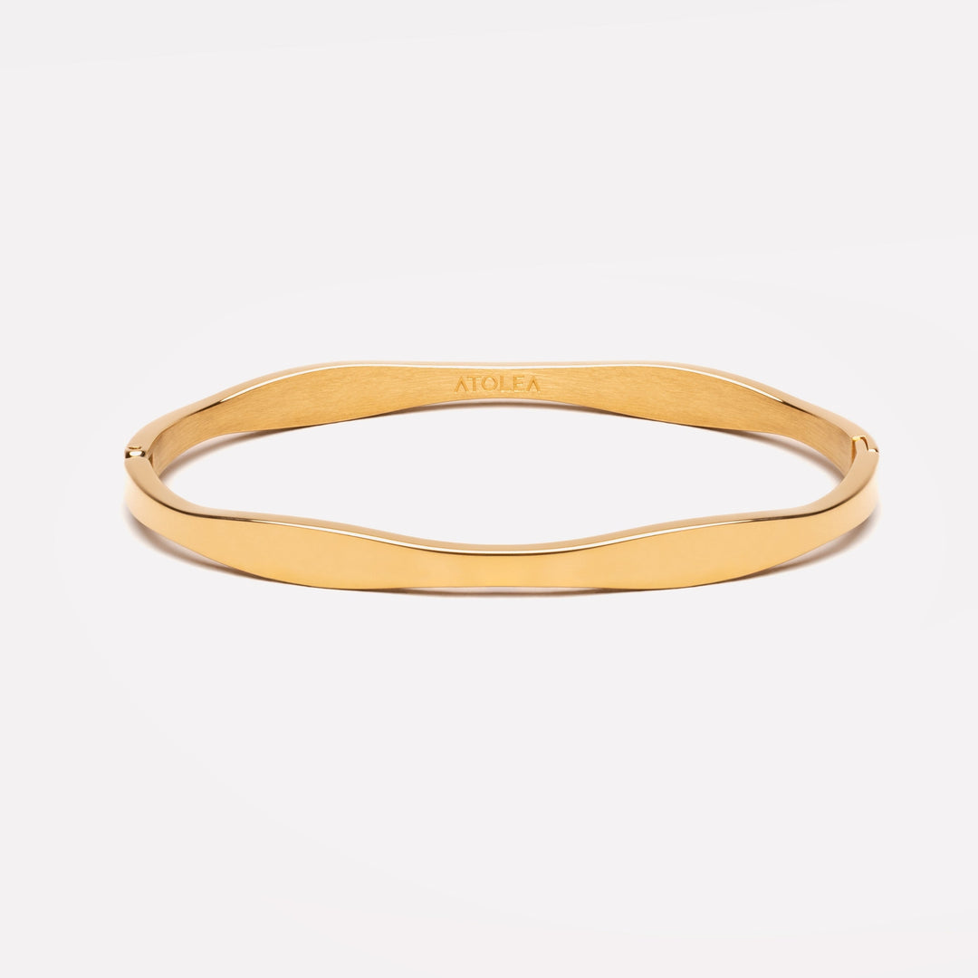 Damen Gold Armreif Wellenform, wasserdicht & hypoallergen. Eleganter Edelstahl Armreif für Frauen.