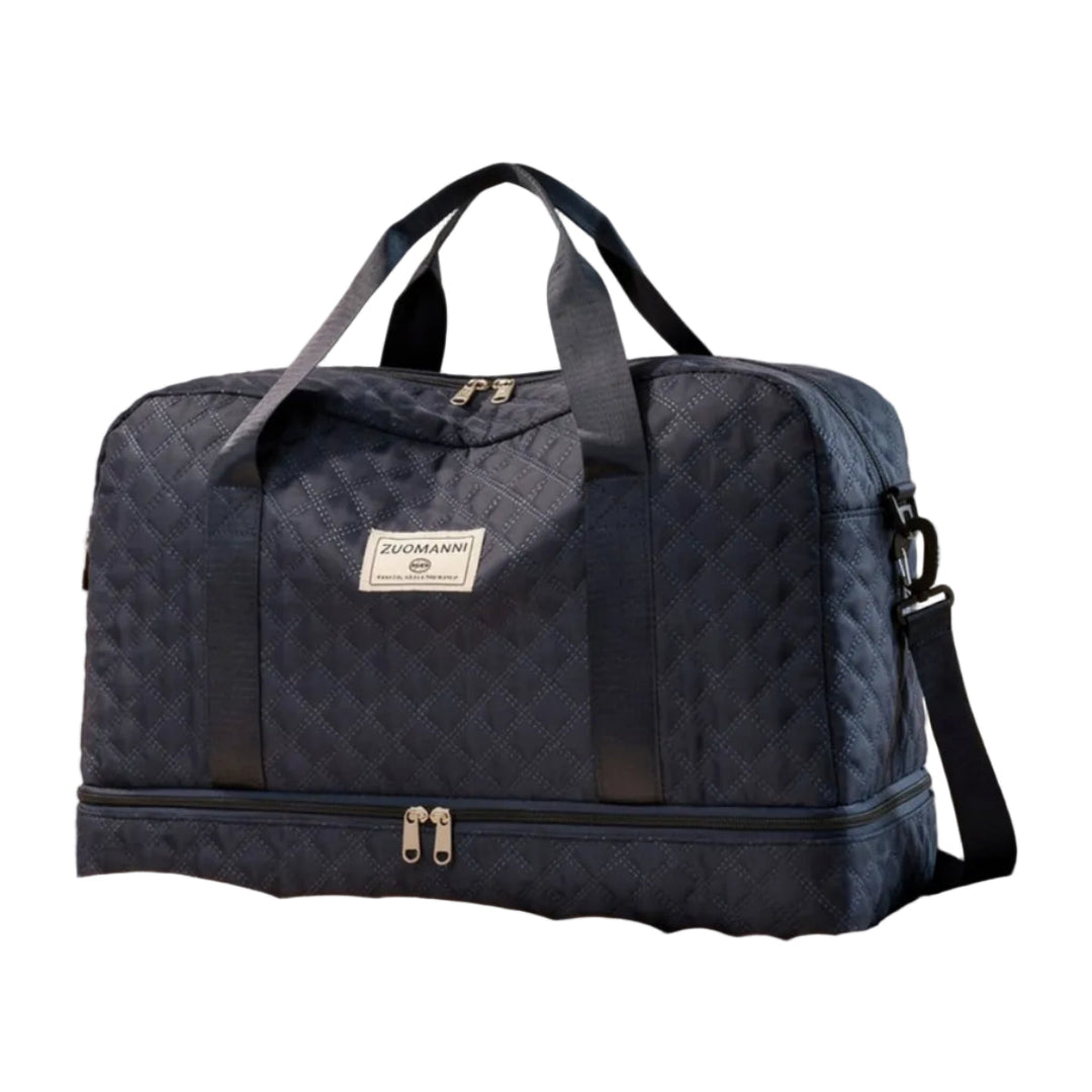 Wasserdichtes Nassfach in der Reisetasche, perfekt für feuchte Kleidung oder Kosmetik. Hält den Rest trocken.
