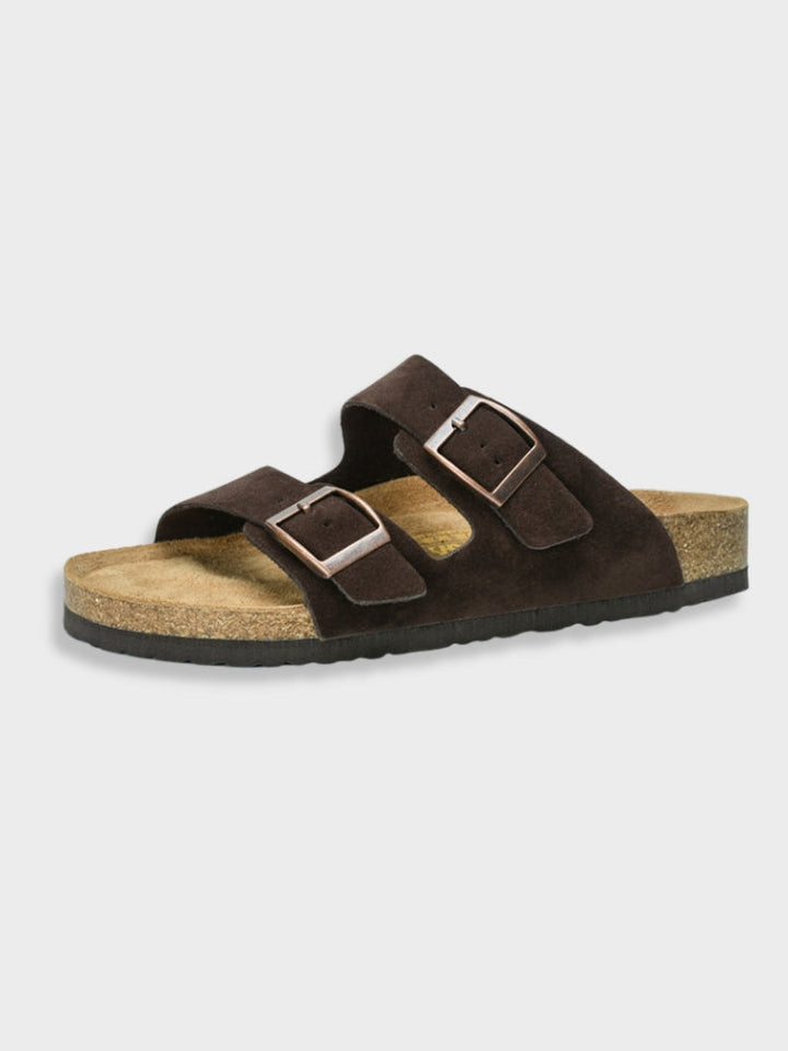 Klassische Herren Sommersandalen, verstellbar. Bequeme Schuhe mit anatomischem Fußbett für den täglichen Komfort.