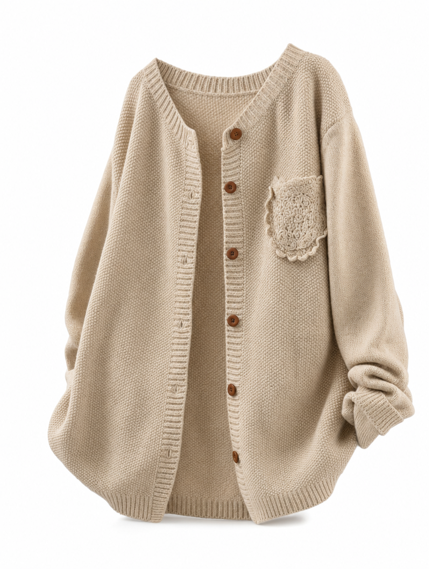 Trendige Damen Strickjacke Oversize, mit Langarm und Knopfleiste, perfekt für kalte Tage.