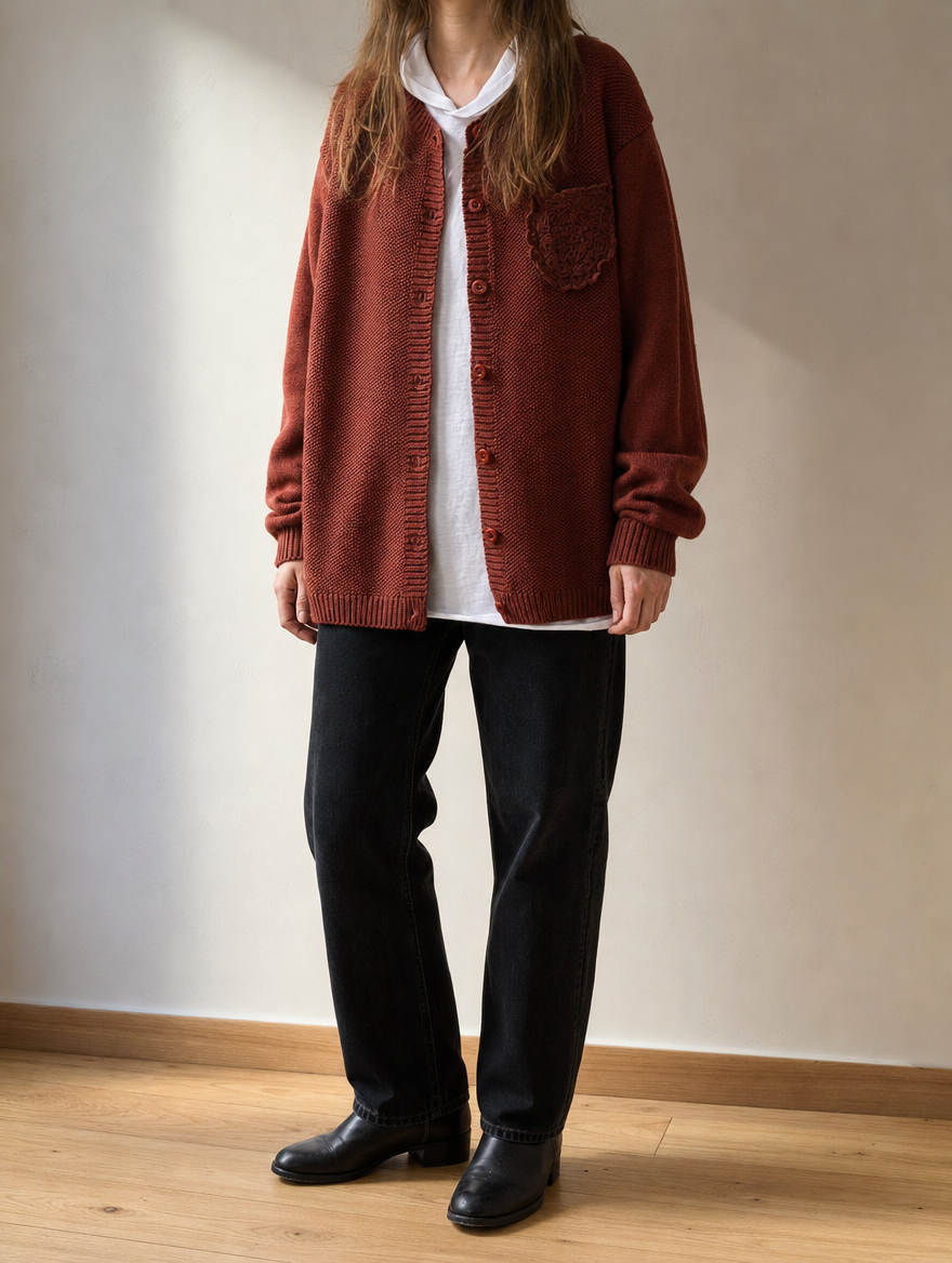 Lässige Damen Strickjacke im Oversize-Look, vielseitig kombinierbar für Freizeit & Alltag.