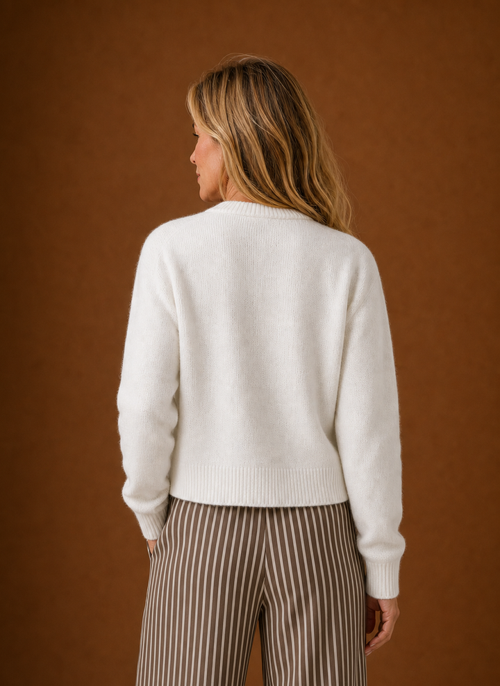 Modische Damen Strickjacke, Rundhals-Design. Vielseitiger Cardigan für lässige und elegante Looks.