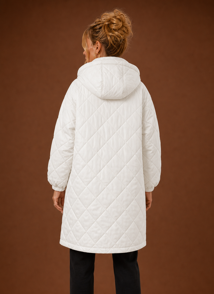 Damen Kapuzen-Steppmantel, komfortabel und stilvoll, geeignet für Herbst- & Wintertage.