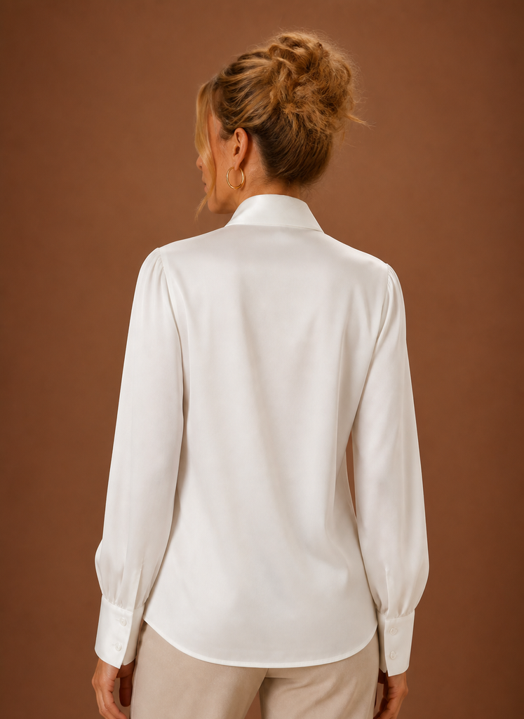Vielseitige Damen-Schleifenbluse aus Satin, für elegante Looks im Alltag & zu Feiern.