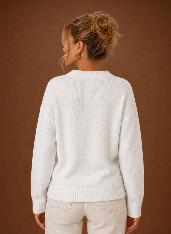 Vielseitiger Damen Pullover, Rundhals, in weicher Qualität mit einzigartigem Flaggen-Strick.