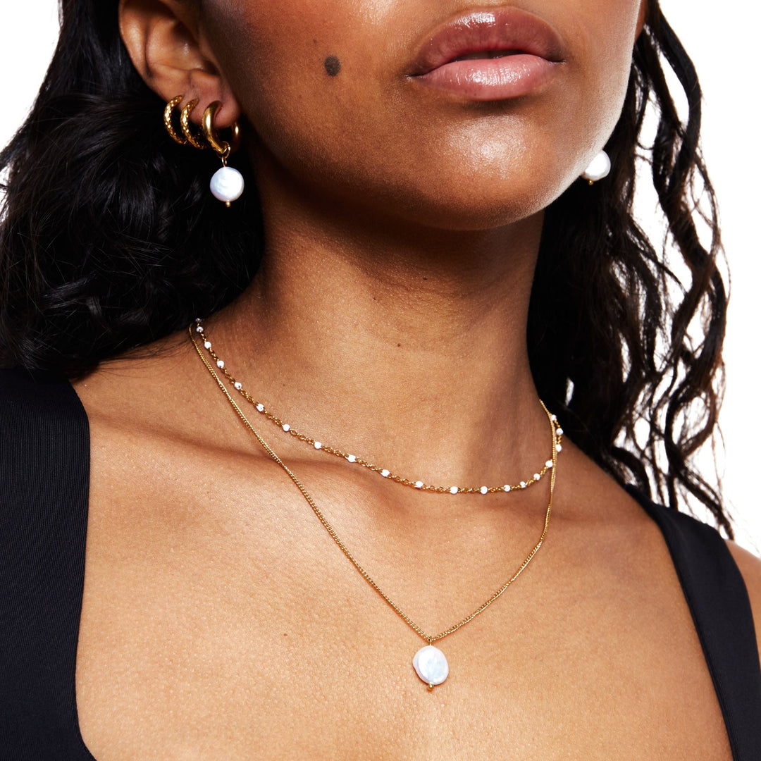 Edler Damen Silber Choker, Perlen-Design, wasserfest & hypoallergen, aus Edelstahl.