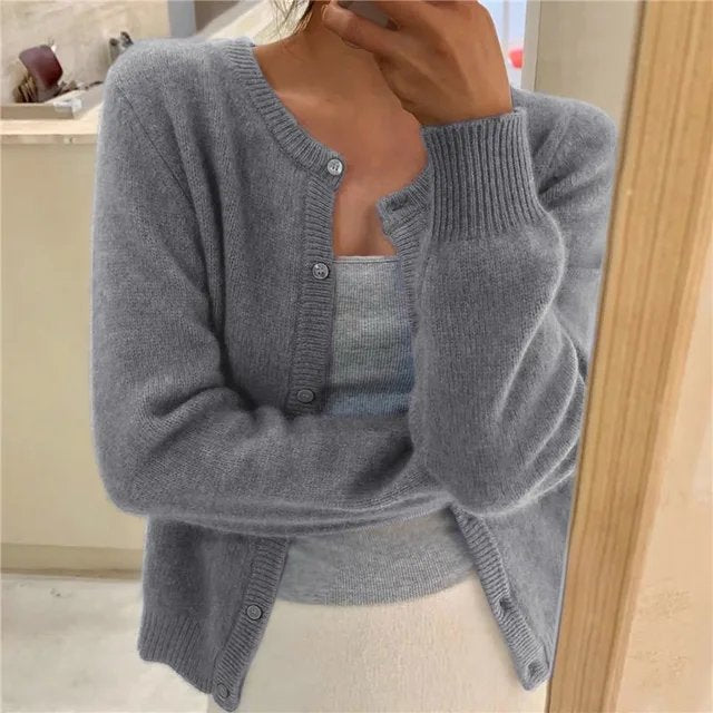 Modischer Damen Cardigan in Einheitsgröße mit offenem Schnitt, perfekt für den vielseitigen Layering-Look.