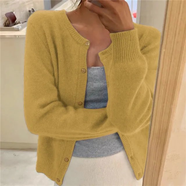Stylischer Damen Cardigan in Einheitsgröße mit offenem Schnitt, ideal für einen modischen Alltag-Look.