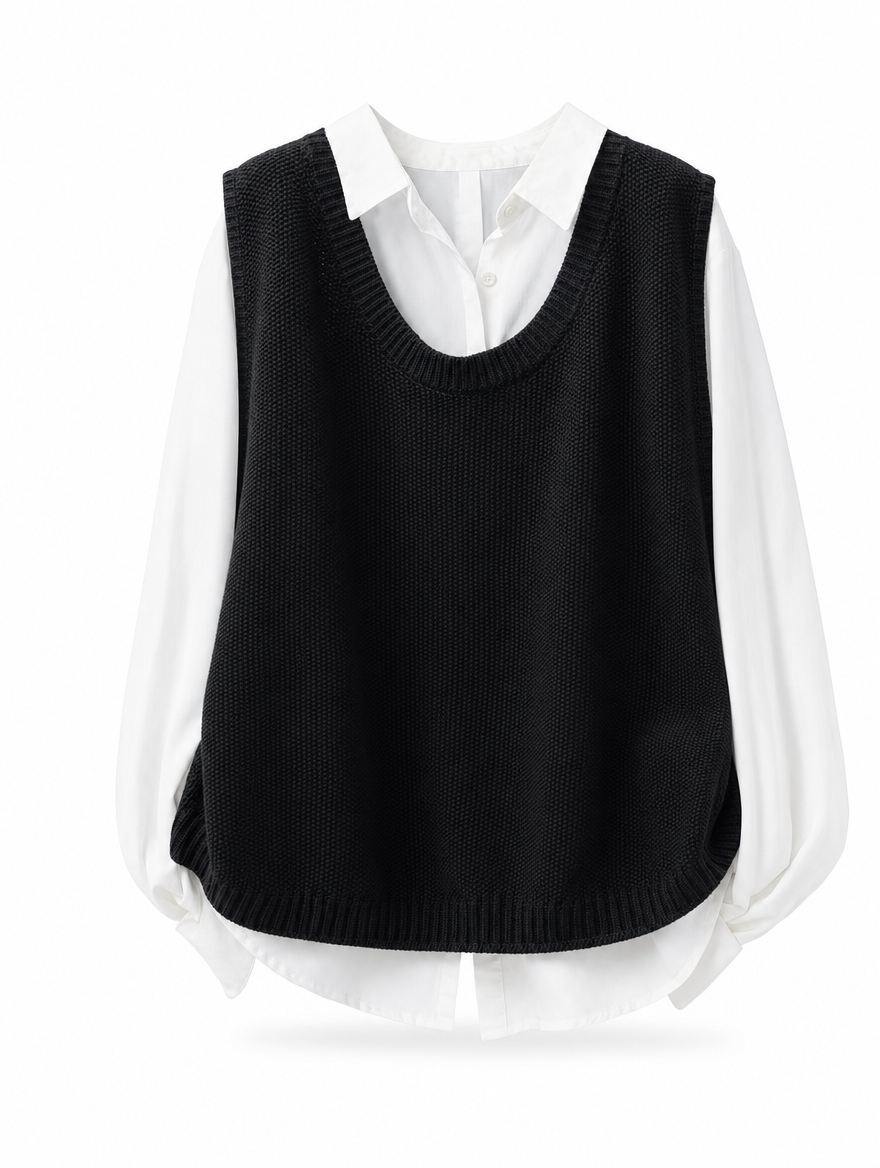 Damen Oversize Strickweste mit Rundhals in Hellgrau, lässig und bequem. Ideal für den Alltag.