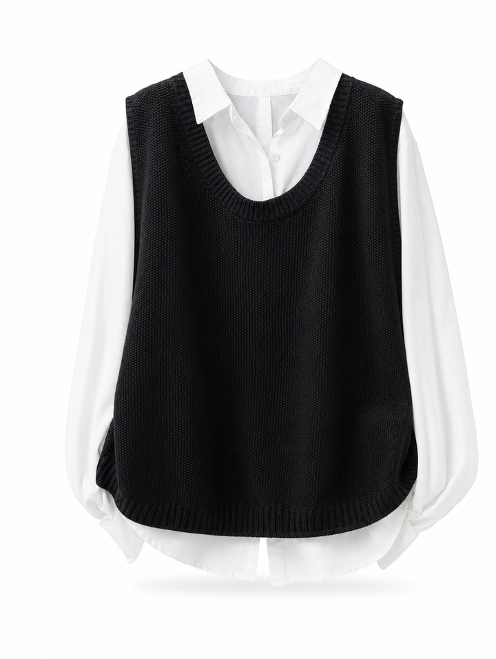Damen Oversize Strickweste mit Rundhals in Hellgrau, lässig und bequem. Ideal für den Alltag.