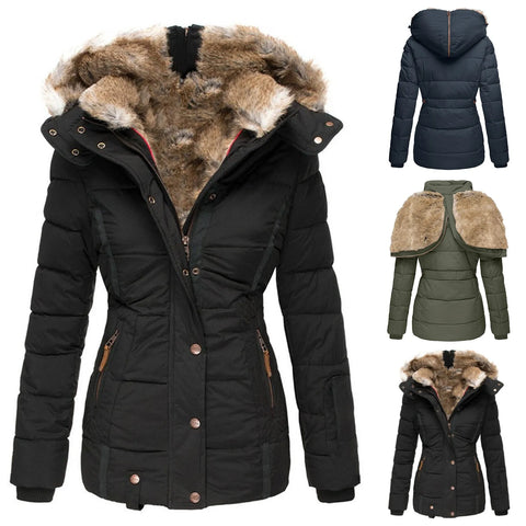 Elegante Damen Winterjacke, warm gefüttert & wasserdicht, mit Kapuze für Stil & Schutz. (99)