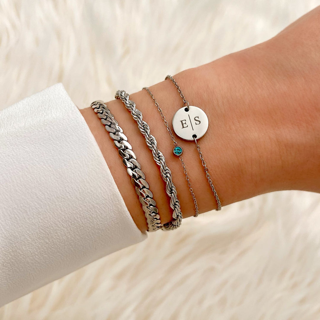 Schimmerndes Damenarmband, runder Geburtsstein, vergoldet auf Sterling Silber, edles Geschenk.