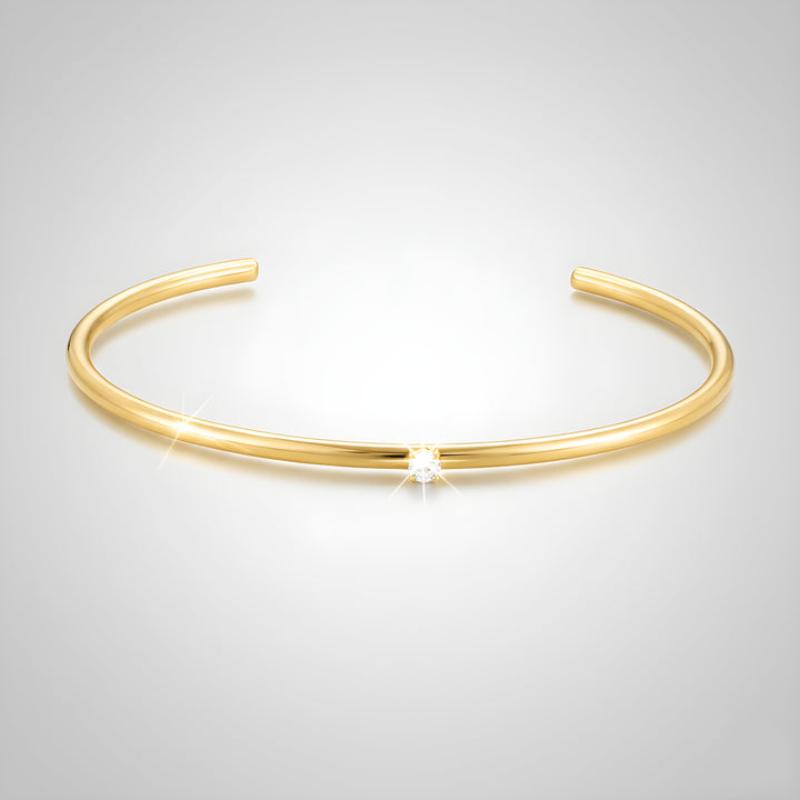 Moderner Damen-Edelstahl-Armreif in Silber mit Zirkon, wasserfest & verstellbar, stilvoller Schmuck.