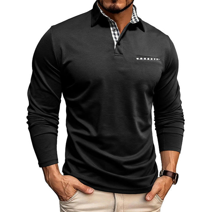 Stilvolles Langarm-Polohemd für Herren. Atmungsaktiver Baumwollmix für Frühling und Sommer. Perfekt für Komfort.