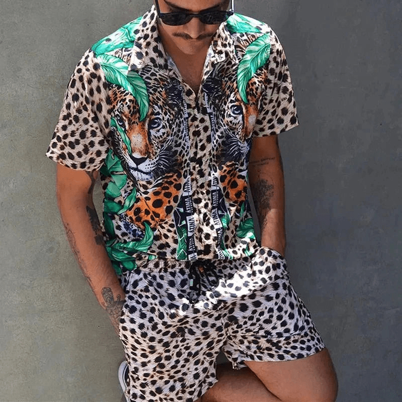 Modernes Herren Freizeit-Set Malik mit einzigartigem Patchwork-Design, perfekt für entspannte Tage.
