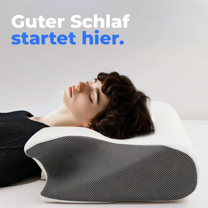 Hochwertiges ergonomisches Stützkissen für den Nacken, aus Memory-Schaum für alle Schlafpositionen.